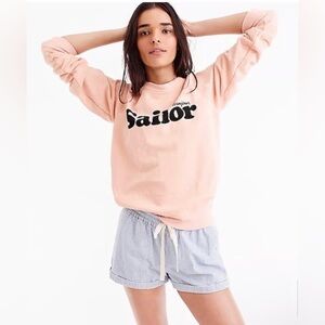 J.Crew "Sailor" graphic pullover sweatshirt in a peachy pink
